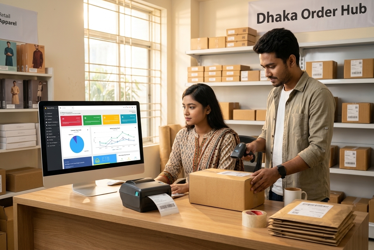 SmartPOS Dashboard, Barcode Scanner & Thermal Label Printer